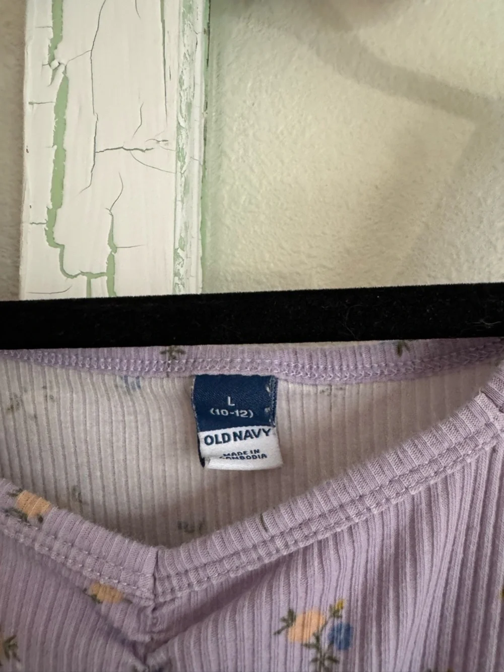 Old Navy girls Lavender Floral Ribbed Tank Top size L (10-12)